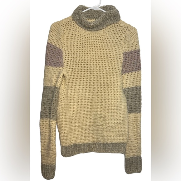 Women’s Vintage Y2K Long Sleeve Knit Crochet Turtleneck Sweater SzS/M - Picture 3 of 12